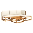 vidaXL 5 Piece Solid Acacia Wood Sofa Set in Black/White/Cream