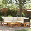vidaXL 6 Piece Solid Acacia Wood Sofa Set in Black