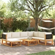 vidaXL 8 Piece Solid Acacia Wood Sofa Set in Black/White/Cream