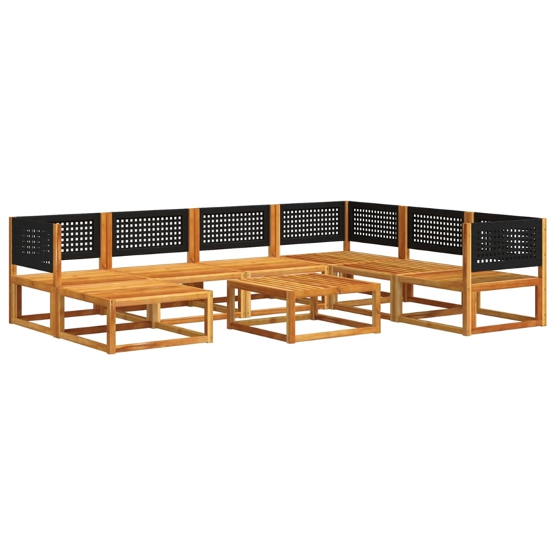 vidaXL 8 Piece Solid Acacia Wood Sofa Set in Black/White/Cream