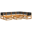 vidaXL 8 Piece Solid Acacia Wood Sofa Set in Black/White/Cream