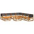 vidaXL 9 Piece Solid Acacia Wood Large Sofa Set in Black