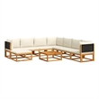 vidaXL 9 Piece Solid Acacia Wood Large Sofa Set in Black