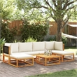 vidaXL 7 Piece Solid Acacia Wood Sofa Set in Black/White/Cream