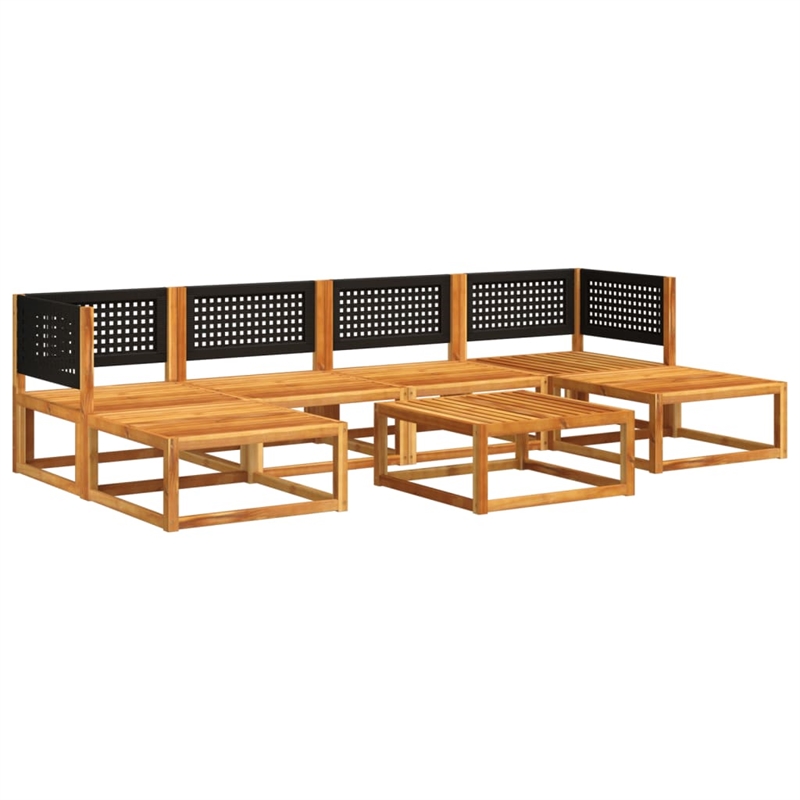 vidaXL 7 Piece Solid Acacia Wood Sofa Set in Black/White/Cream