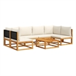 vidaXL 7 Piece Solid Acacia Wood Sofa Set in Black