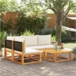 vidaXL Solid Acacia Wood Sofa Set in Black/White/Cream/Natural