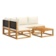 vidaXL Solid Acacia Wood Sofa Set in Black/White/Cream/Natural