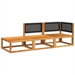 vidaXL 3 Piece Solid Acacia Wood Sofa Set in Black/White/Cream