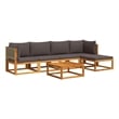 vidaXL 6 Piece Solid Acacia Wood Sofa Set in Gray
