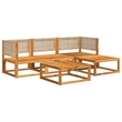 vidaXL 5 Piece Solid Acacia Wood Small Sofa Set in White/Cream/Beige