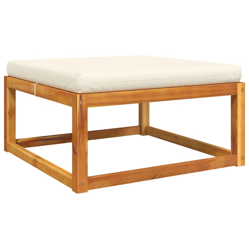 vidaXL 5 Piece Solid Acacia Wood Small Sofa Set in White/Cream/Beige