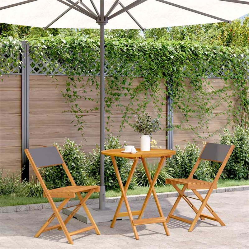 vidaXL 3 Piece Solid Acacia Wood Bistro Set in Anthracite