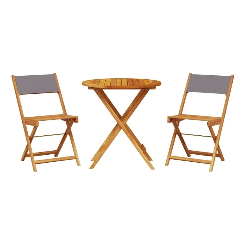 vidaXL 3 Piece Solid Acacia Wood Bistro Set in Anthracite
