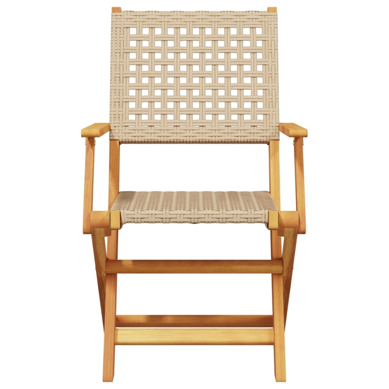 vidaXL 3 Piece Solid Acacia Wood Small Bistro Set in Brown/Beige