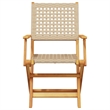vidaXL 3 Piece Solid Acacia Wood Small Bistro Set in Brown/Beige