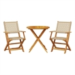 vidaXL 3 Piece Solid Acacia Wood Small Bistro Set in Brown/Beige