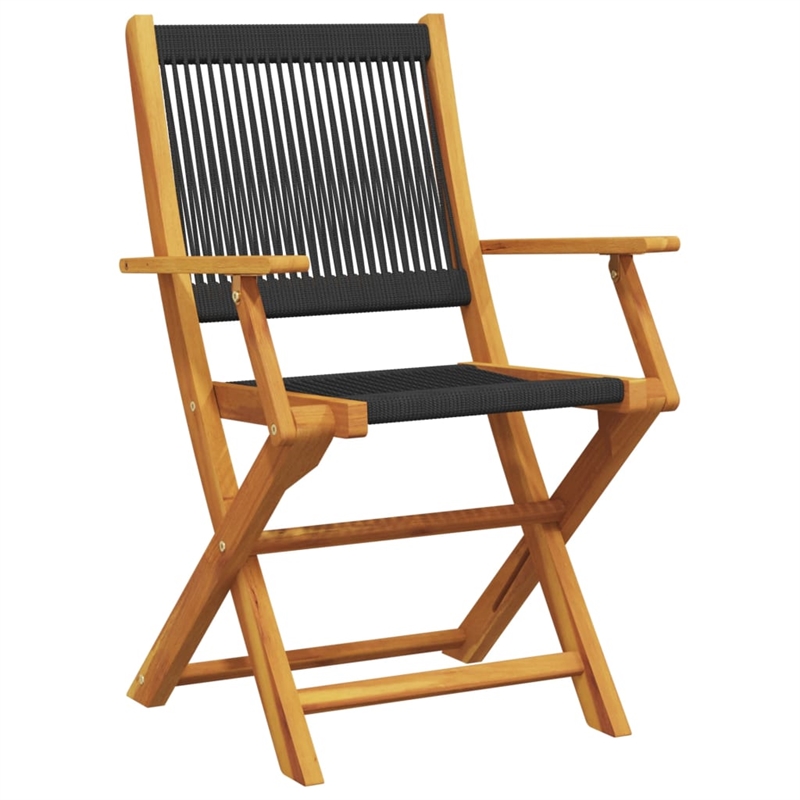 vidaXL Solid Acacia Wood Small Bistro Set in Black