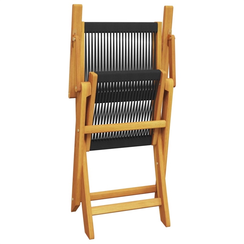 vidaXL Solid Acacia Wood Small Bistro Set in Black