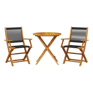 vidaXL Solid Acacia Wood Small Bistro Set in Black