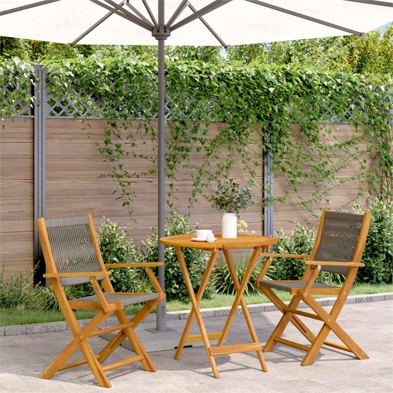 vidaXL Solid Acacia Wood Bistro Set in Gray/Natural