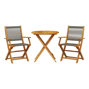 vidaXL Solid Acacia Wood Bistro Set in Gray/Natural