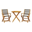 vidaXL Solid Acacia Wood Bistro Set in Gray/Natural