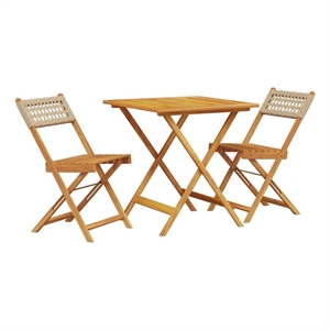 vidaXL Solid Acacia Wood Small Bistro Set in Beige