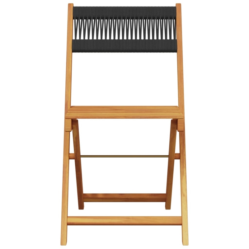 vidaXL 3 Piece Solid Acacia Wood Bistro Set in Black