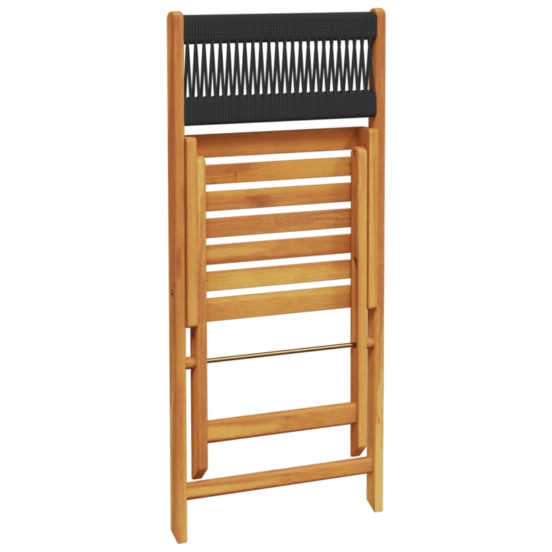 vidaXL 3 Piece Solid Acacia Wood Bistro Set in Black