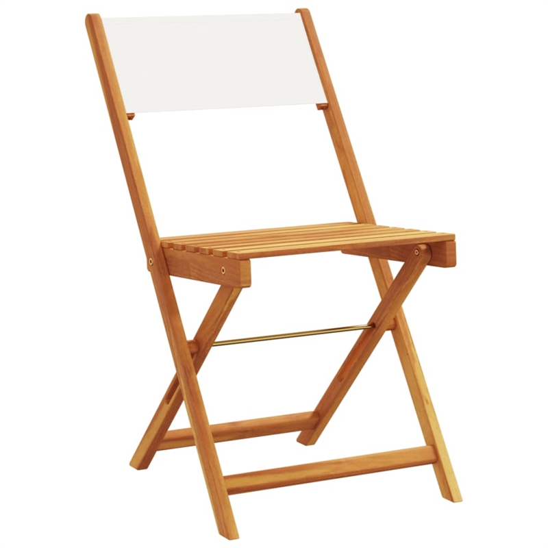 vidaXL Solid Acacia Wood Small Bistro Set in White/Cream