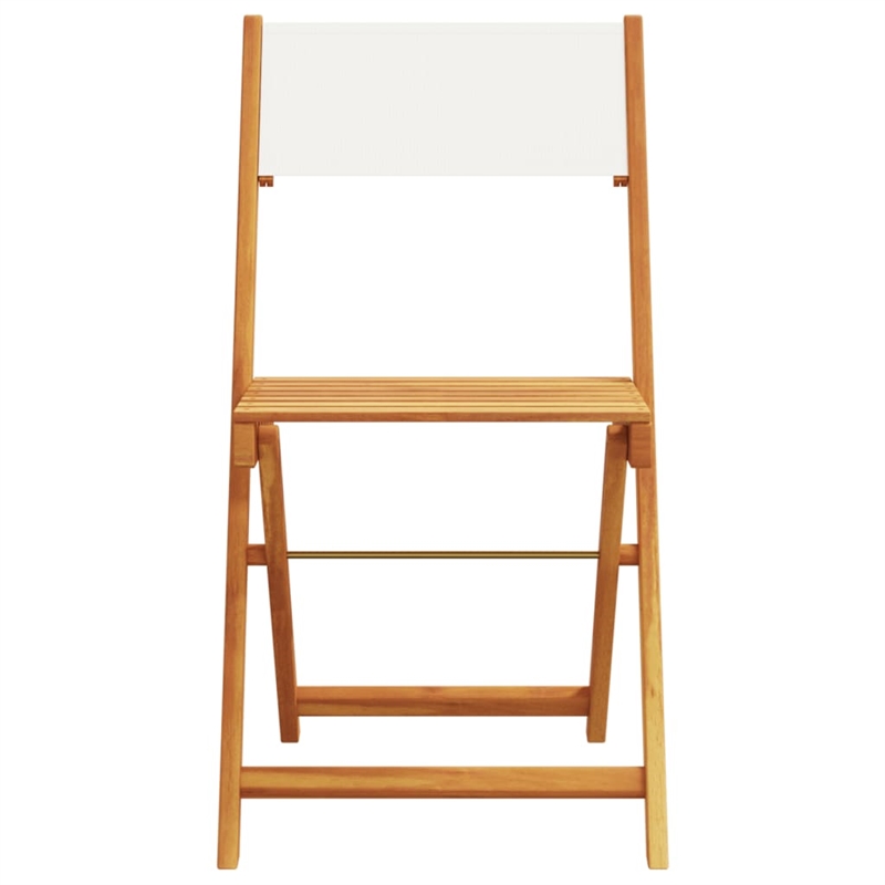 vidaXL Solid Acacia Wood Small Bistro Set in White/Cream