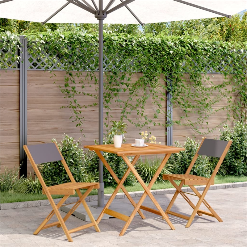 vidaXL 3 Piece Solid Acacia Wood Small Bistro Set in Anthracite
