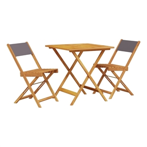 vidaXL 3 Piece Solid Acacia Wood Small Bistro Set in Anthracite