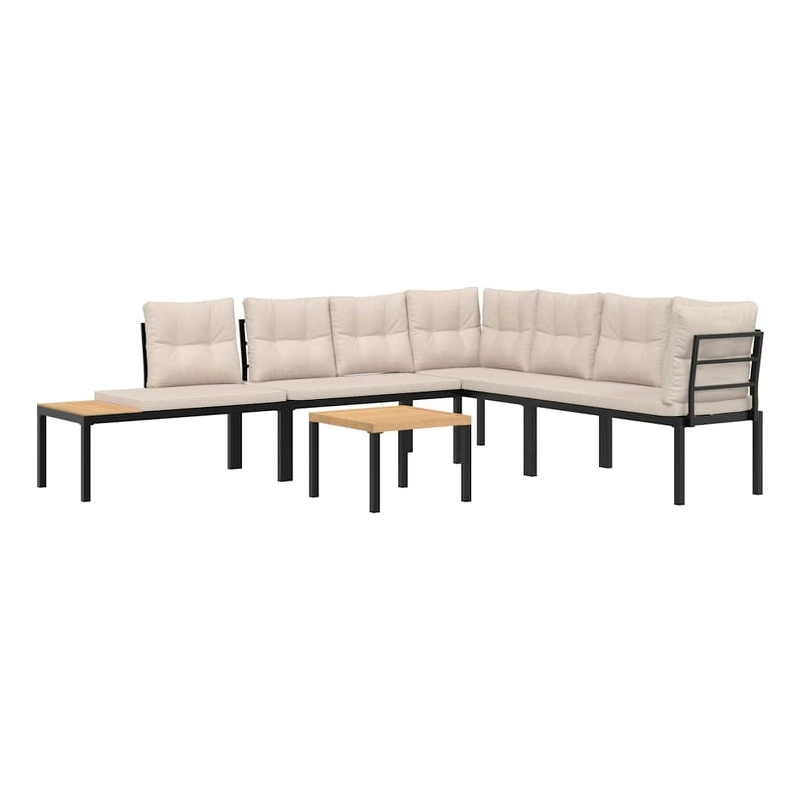 vidaXL Steel Bench in Black/Brown