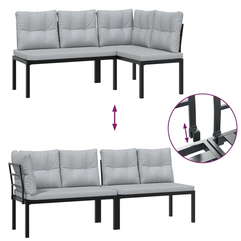 vidaXL Steel Medium Bench in Black
