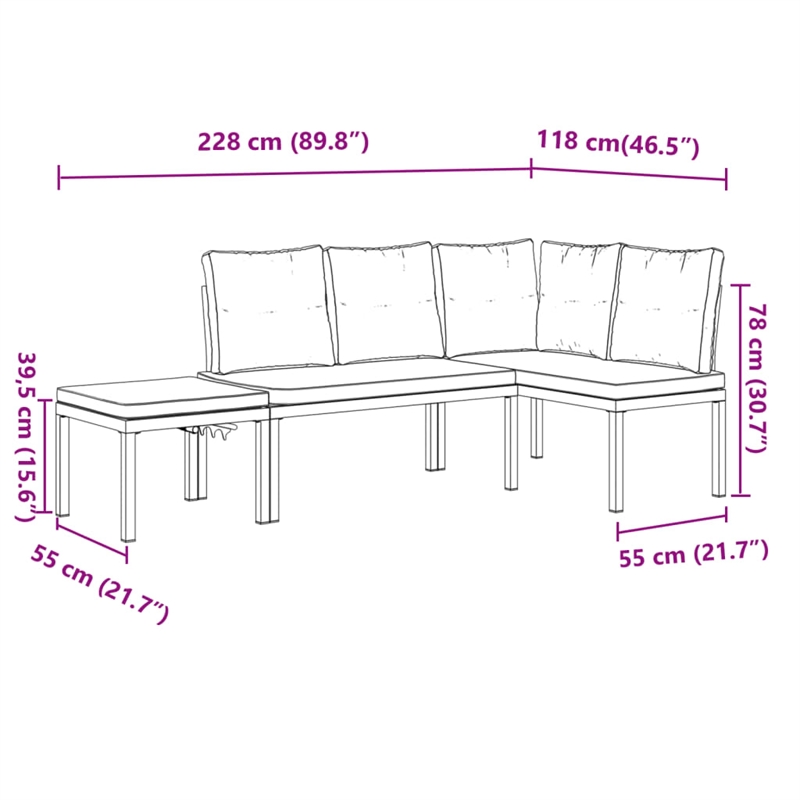 vidaXL Steel Medium Bench in Black
