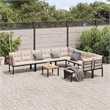 vidaXL 7 Piece Steel Sofa Set in Black/Brown/Taupe