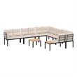 vidaXL 7 Piece Steel Sofa Set in Black/Brown/Taupe