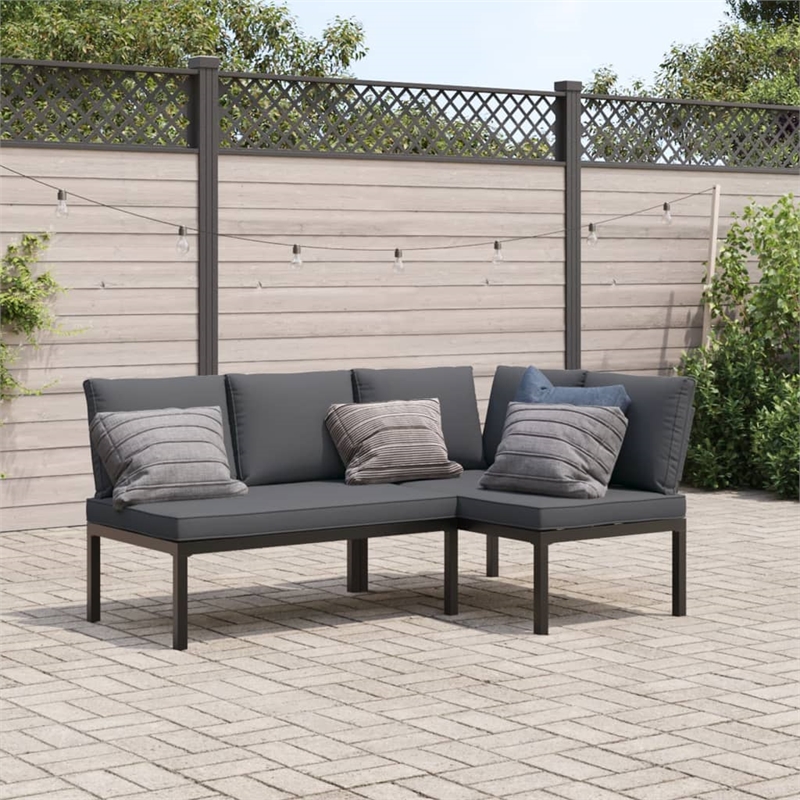 vidaXL 2 Piece Aluminum Sofa Set in Black/Anthracite