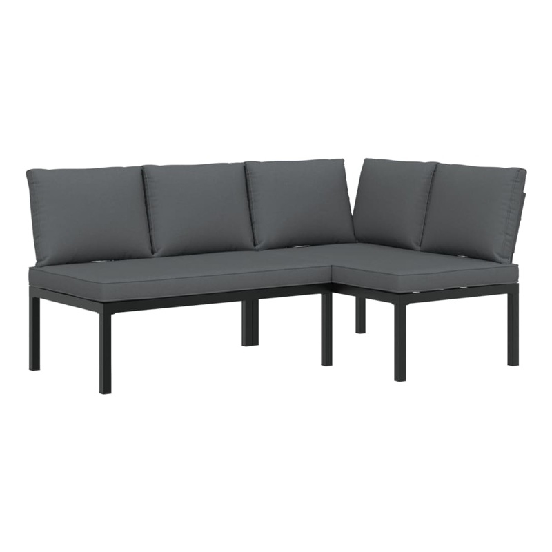 vidaXL 2 Piece Aluminum Sofa Set in Black/Anthracite