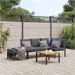 vidaXL 4 Piece Aluminum Sofa Set in Black/Brown/Anthracite