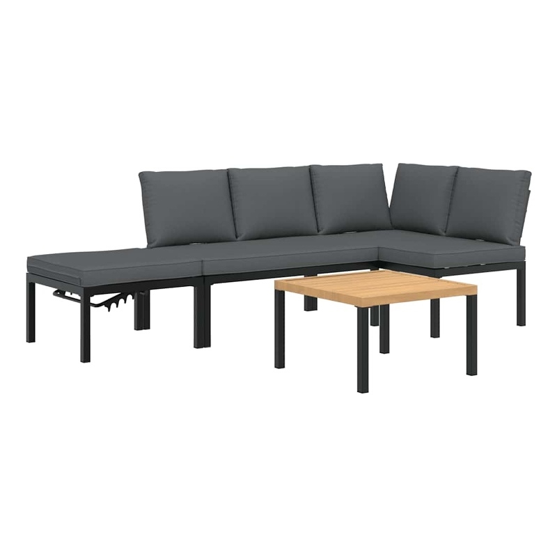 vidaXL 4 Piece Aluminum Sofa Set in Black/Brown/Anthracite
