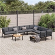 vidaXL 7 Piece Aluminum Patio Sofa Set in Black/Brown/Anthracite