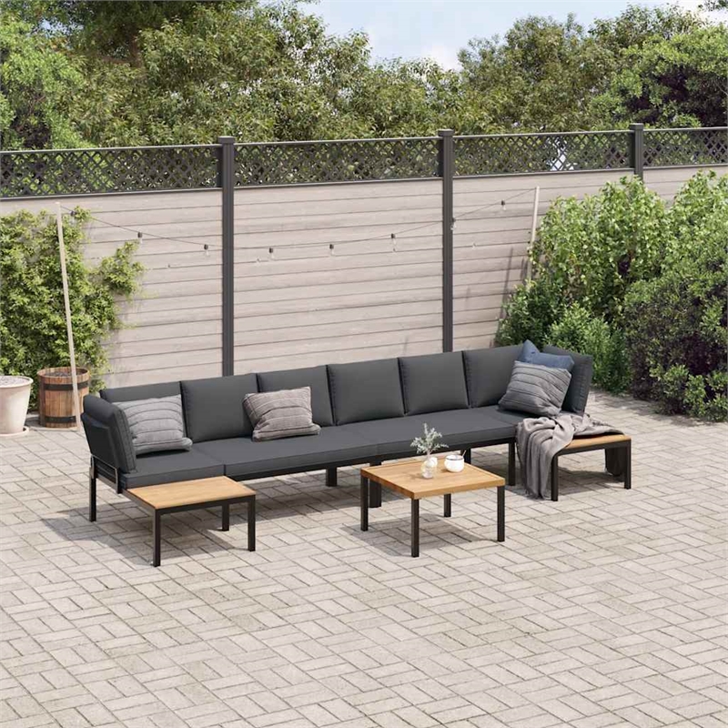 vidaXL 5 Piece Aluminum Sofa Set in Black/Anthracite