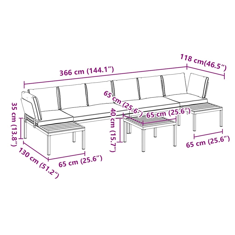 vidaXL 5 Piece Aluminum Sofa Set in Black/Anthracite