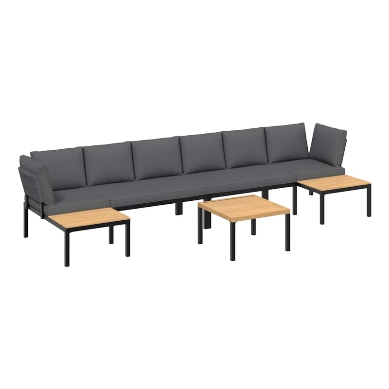 vidaXL 5 Piece Aluminum Sofa Set in Black/Anthracite