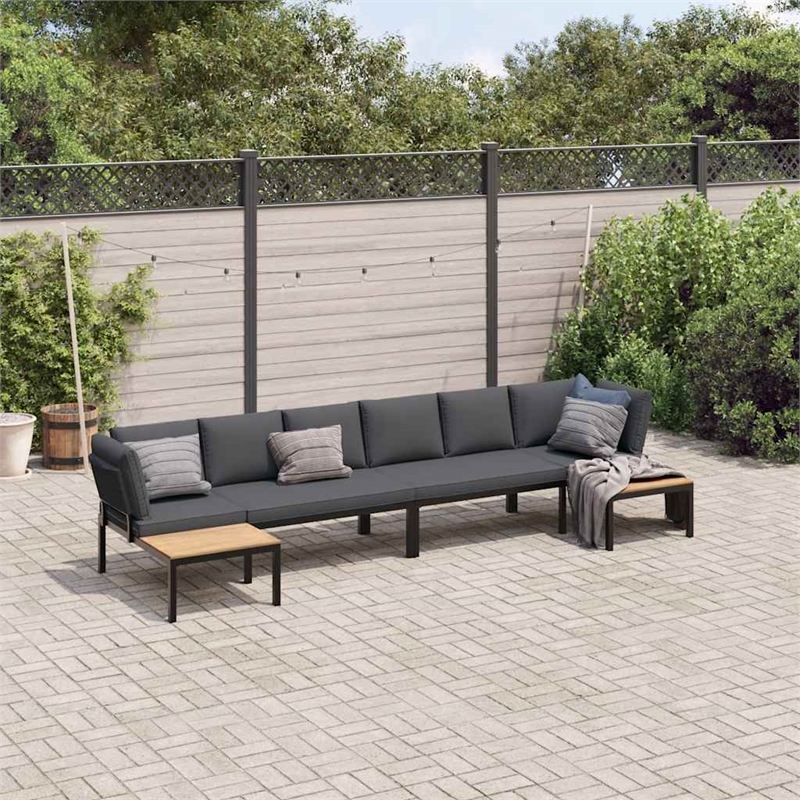 vidaXL 4 Piece Aluminum Sofa Set in Black/Anthracite