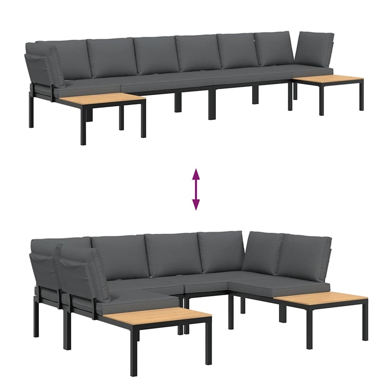 vidaXL 4 Piece Aluminum Sofa Set in Black/Anthracite