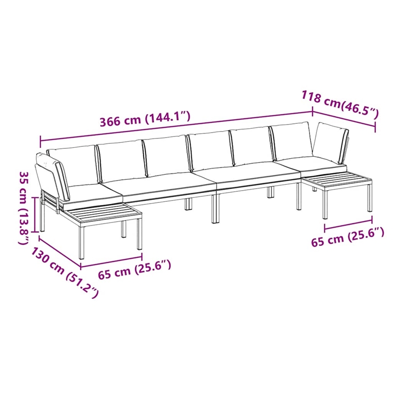 vidaXL 4 Piece Aluminum Sofa Set in Black/Anthracite